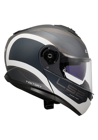 Ls2 Strobe 2 Victory Çene Açılır Motosiklet Kaskı Mat Gri - Mavi - Kum