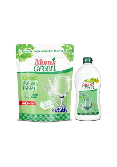 Tr 2'li Set - 40'li Oksijenli Bulaşık Makinesi Tableti Ve Bitkisel Bulaşık Parlatıcı 500 Ml