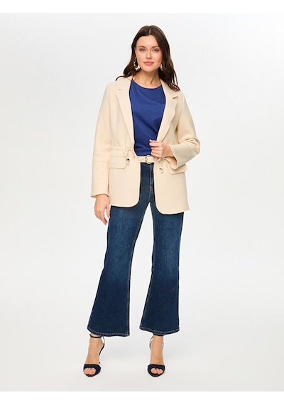 Faik Sönmez Beli Tünelli Astarsız Örme Blazer Ceket S26ckt007 Us26ckt00772 Taş