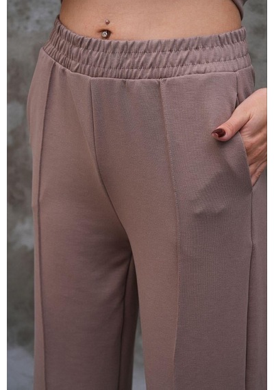 Elaxi Modal Kumaş Slim Fit Kapüşonlu İkili Takım VİZON