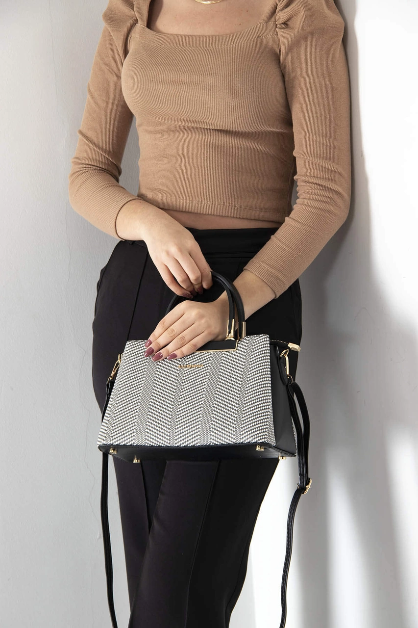 Silver Polo Kadın Çapraz Çanta 913 Siyah - Beyaz