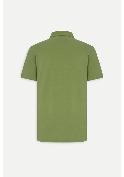AC&Co / Altınyıldız Classics Erkek Slim Fit Dar Kesim Polo Yaka %100 Pamuk Kısa Kollu Tişört Yeşil