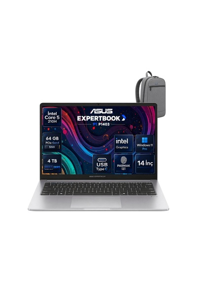 Asus ExpertBook P1 P1403CVA-C516512G0DRNP28 Core 5 210H 64 GB 4 TB SSD 14" W11P Dizüstü Bilgisayar