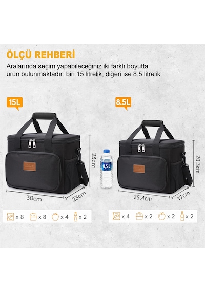 Haegs Termal Çanta, Soğuk Sıcak Tutucu Yalıtımlı Beslenme Çantası Soğutucu Yemek Çantası 8,5l -siyah Siyah