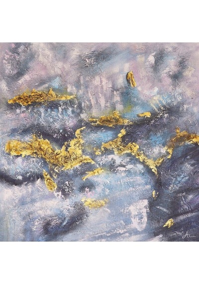 Dokulu Büyük Boy El Yapımı Yağlı Boya Tablo 123x125cm