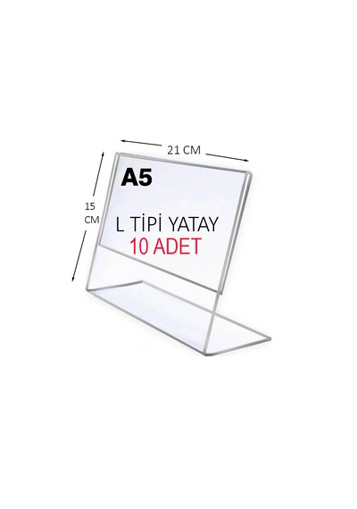 Heroglas 10adet A5 L Tipi Yatay Masa Üstü Şeffaf Pleksi / Föylük-fiyatlık-menü-broşürlük