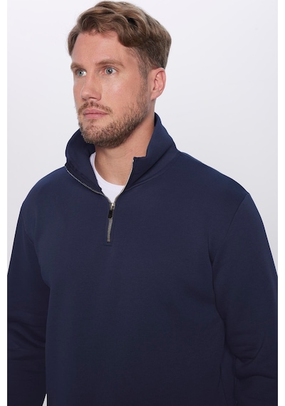 Tudors Unisex Relax Fit Rahat Kesim Pamuklu Yarım Fermuarlı Lacivert Dik Yaka Sweatshirt-31450-lacivert Lacivert Tudors Unisex Relax Fit Rahat Kesim Pamuklu Yarım Fermuarlı Lacivert Dik Yaka Sweatshirt-31450-lacivert Lacivert