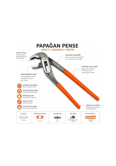 Orret Home 24 Cm Papağan Pense Ayarlı Pense Kargaburun Boru Anaht