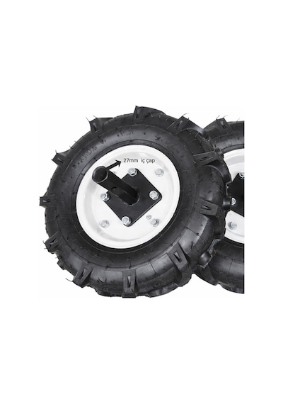 Çapa Makinesi 400x80 Teker Takımı 27mm Sabit Aks Havalı, 2 Adet