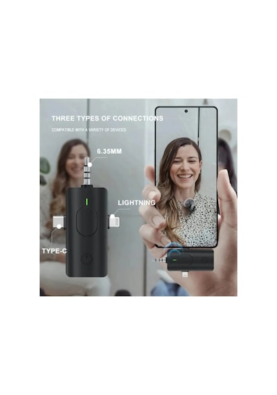 F-15 İkili Kablosuz Yaka Mikrofonu Type C Android İphone Uyumlu Canlı Yayın Ses Video Mikrofonu