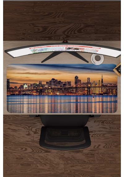 San Francisco Kaliforniya Abd 2 V2 90x40 Xxl Gaming Kauçuk Kaymaz Taban Mouse Pad Fare Altlığı