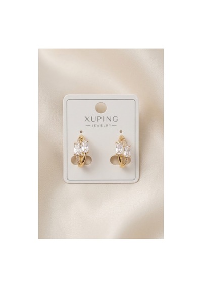 Xuping 14k Gold Rengi Kuyumcu İsçiligi Modern Tasarim Tas Detay Kararmaz Kadin Halka Küpe Siyah - 926433105 Siyah