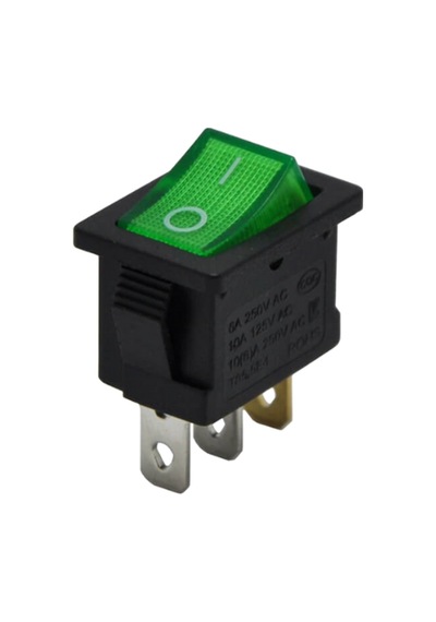 Kare On-off Yeşil Işıklı Yükseltici Anahtar Siyah 3 Pinli Işıklı 220v Switch 5 Adet