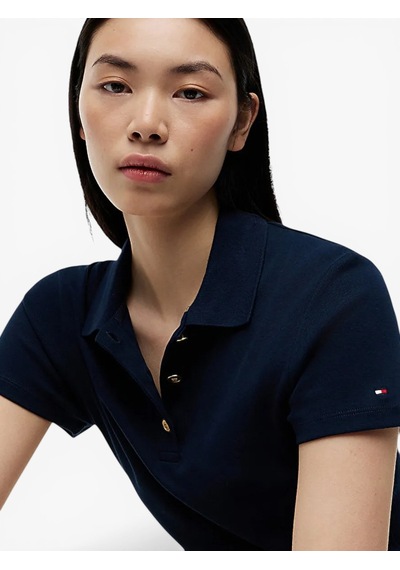 Tommy Hilfiger Gold Button Slım Ss Polo Kadın Mavi T-shirt - Ww0ww49252