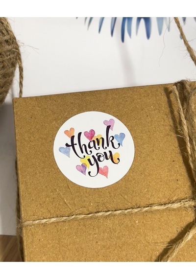 Thank You Yazılı Yuvarlak Yapışkanlı Etiket 4 x 4 CM 106 Adet