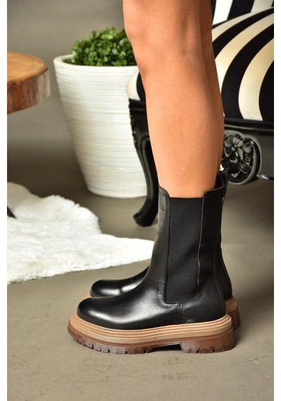 Fox Shoes R555268003 Siyah Hakiki Deri Kadın Bot Siyah-hakiki Deri Siyah