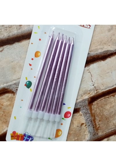 Vıp Kalite Parlak Metalik Pembe Pasta Mumu 6 Adet Pembe Doğum Günü Mumu Decor Pink Bırthday Candle Renkli