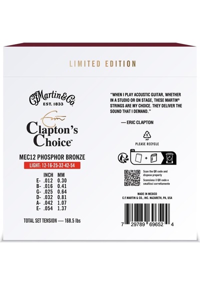 Martin Mec12ltd20 Claptons Choice Akustik Gitar Teli 012 Set 20. Yıldönümü