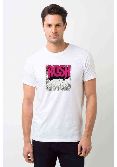 Rush Logo Jpeg Baskılı Beyaz Erkek Tshirt