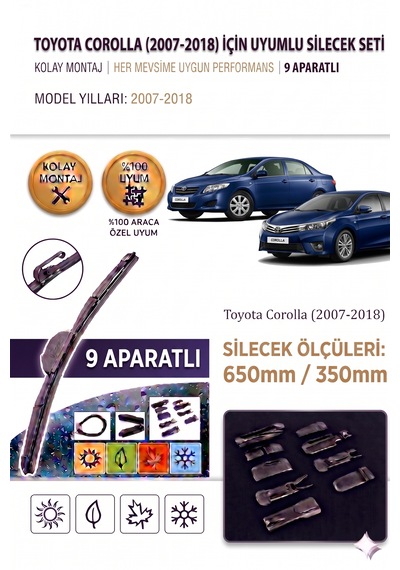 Toyota Corolla Ön Cam Silecek Takımı 2007-2018
