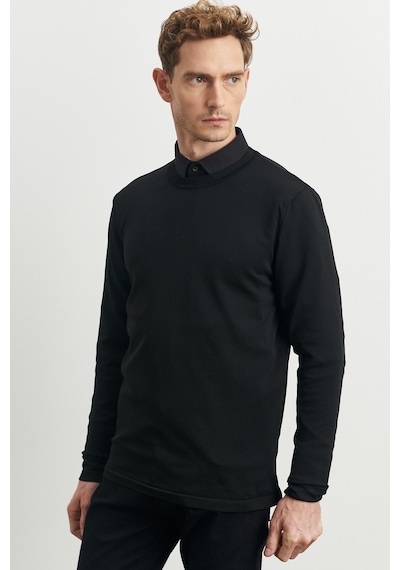 AC&Co / Altınyıldız Classics Erkek Siyah Standart Fit Normal Kesim Bisklet Yaka Triko Kazak 4A4923100506SYHXXL Siyah