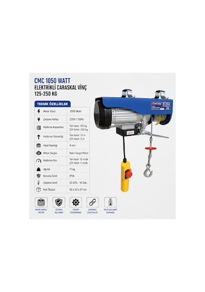 Cmc 1050 Watt Elektrikli Caraskal Vinç 125-250 Kg