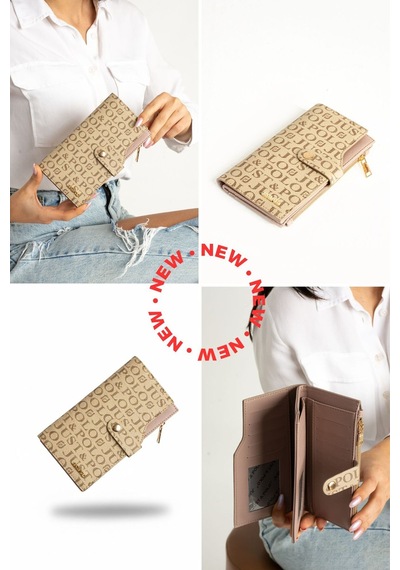 Just Polo Kadın Bol Kartlıklı Kağıt Para Bölmeli Cüzdan 10cmx18cm Pbu09 09vizon