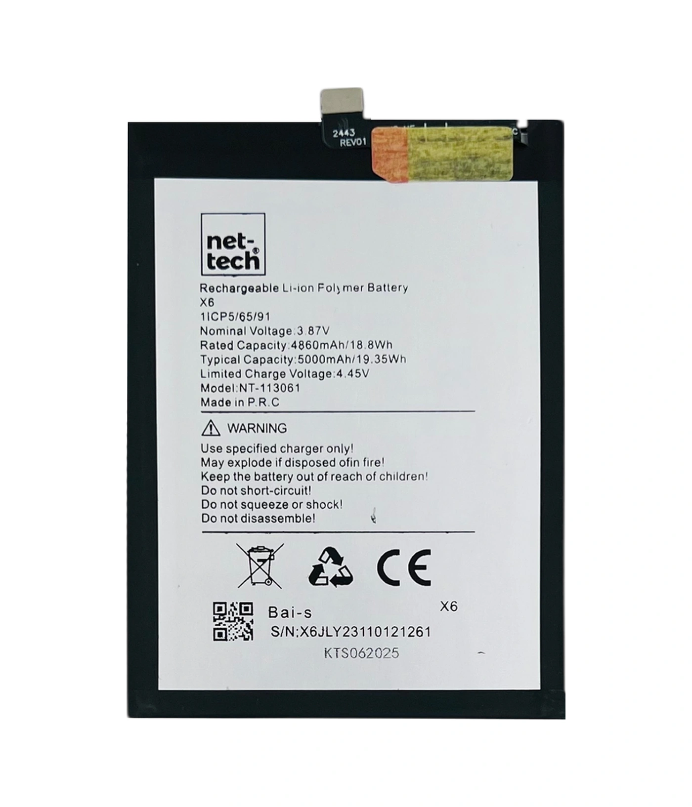Teknonet Omix X6 Uyumlu Nettech 5000 Mah Batarya - Siyah