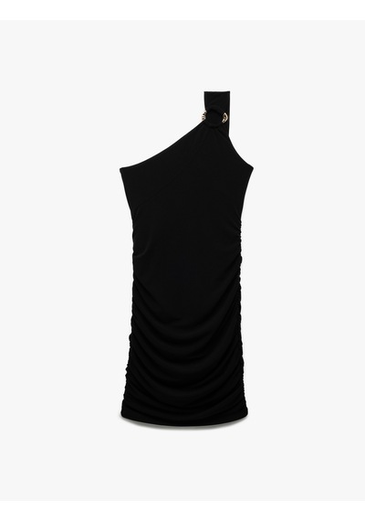 Koton Astarlı Aksesuar Detaylı Slim Fit Drapeli Mini Tek Omuz Elbise Siyah 5sak80070ek Siyah Koton Astarlı Aksesuar Detaylı Slim Fit Drapeli Mini Tek Omuz Elbise Siyah 5sak80070ek Siyah