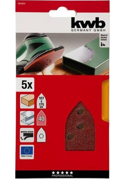 Kwb Üçgen Zımpara Kağıdı 5li 107x175 40 Kum 493404