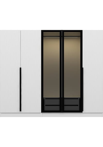 Kale Plus 5 Mebran Kapaklı 2ç Dolap Beyaz Mebran Füme Cam 210cm Beyaz