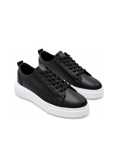 Yalçın Erkek Beyaz Bağcıklı Ortopedik Günlük Sneaker Spor Ayakkabı Kalın Taban Siyah - 919472745 Siyah
