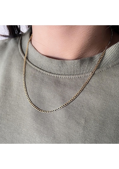 Ferizz Altın Kaplama 1 Mm Kalınlık İnce Figaro Unisex Zincir 45 Sarı