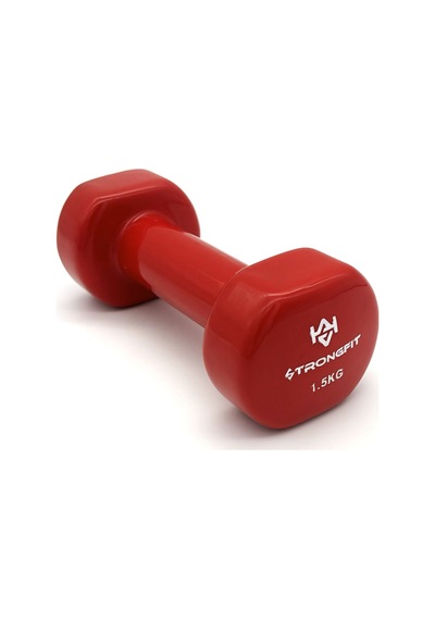 Alin Sport Vinyl Kaplı Dambıl 1,5 Kg Fitness, Pilates Ve Ev Egzersiz Ağırlığı Kırmızı