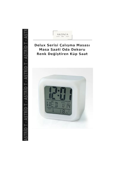 Delux Serisi Çalışma Masası Masa Saati Oda Dekoru Renk Değiştiren Küp Saat Çok Renkli
