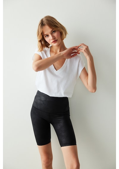 Penti Siyah Miracle Pop Up Leather Biker Short Penti Siyah Miracle Pop Up Leather Biker Short