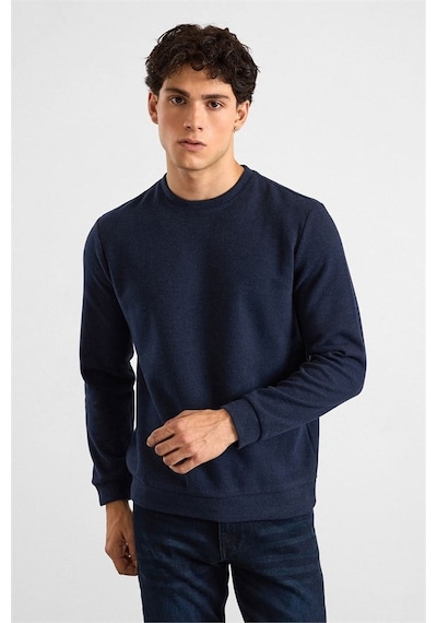 Süvari Lacivert Regular Düz Baskısız Selanik Bisiklet Yaka Sweatshirt Ssw2013700003-m09