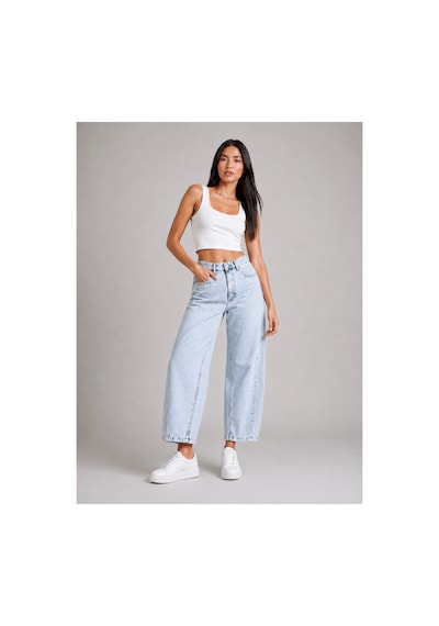 Bluemarlin Buz Kar Yan Pens İşlemli Parçalı Tam Kalıp Baggy Jeans Buz Kar