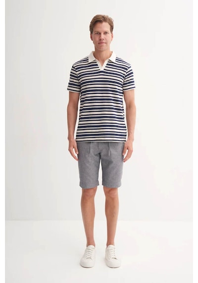 Cazador Regular Fit Örme Çizgili Lacivert Erkek Polo Yaka T-shirt 40330