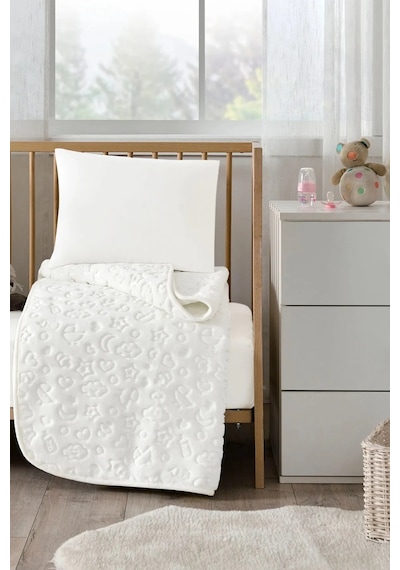 Özdilek Krem Embos Peluş Bebek Battaniye 100x120 Krem