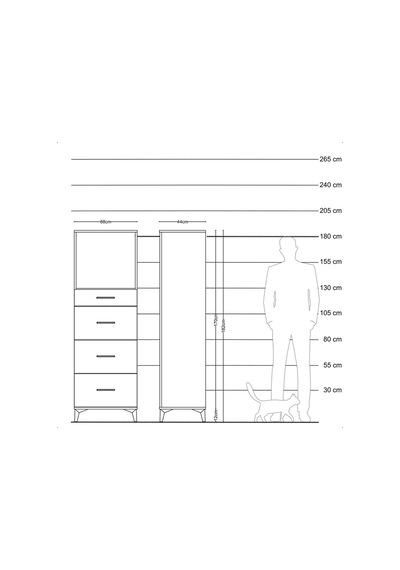 Hyperion Dolap Tek Raflı 4 Çekmeceli 88x44x182 Antrasit-aytaşı Antrasit Hyperion Dolap Tek Raflı 4 Çekmeceli 88x44x182 Antrasit-aytaşı Antrasit