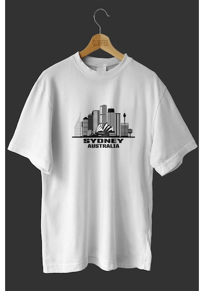Noıssey -wed Sydney Australia Tasarım Baskılı Oversize T-shirt Tişört Beyaz