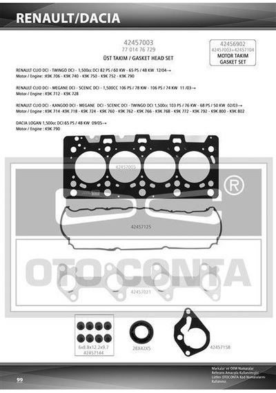OTO CONTA 42457003 MOTOR TAKIM CONTA ÜST CLIO II III KANGOO MEGAN