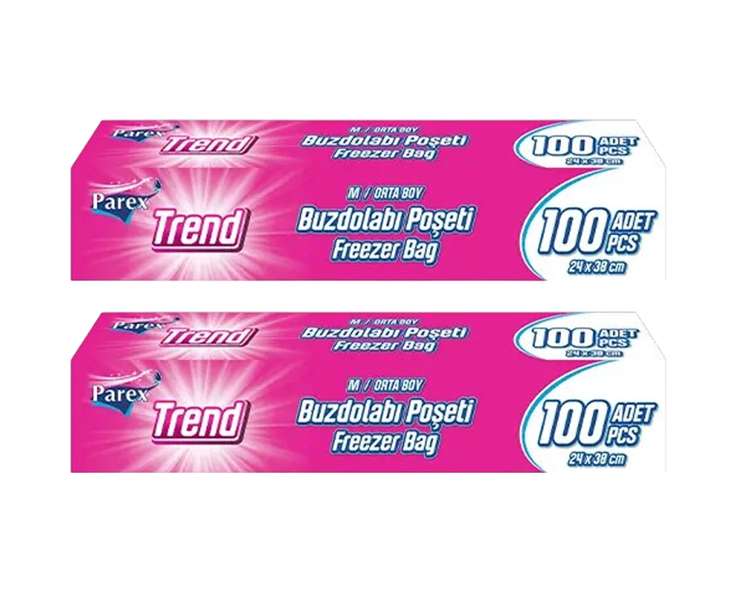Trend Buzdolabı Poşeti Orta Boy 100 Lü 24 X 38 Cm İkili Paket