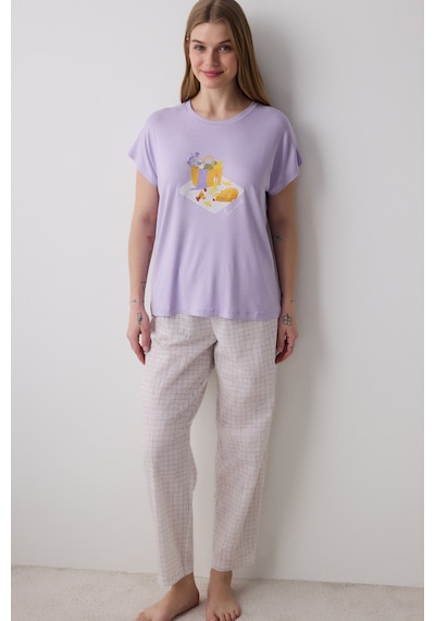 Penti Bon Vivant Lila Tişört Pijama Üstü