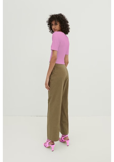 Rooted- Kadın V Yaka Crop Fitilli Kaşkorse Bluz Pembe Rooted- Kadın V Yaka Crop Fitilli Kaşkorse Bluz Pembe