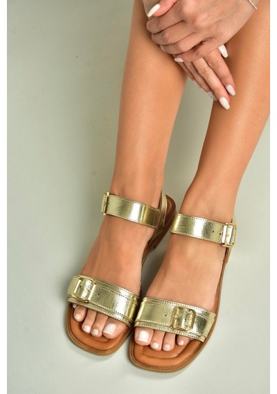 Fox Shoes U944834003 Altın Hakiki Deri Kadın Sandalet Altın-hakiki Deri