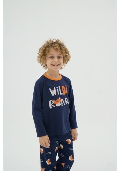 Zeyzey 8955 Erkek Ç. Baskılı Pijama Takım Lacıvert/3-4yas Lacivert