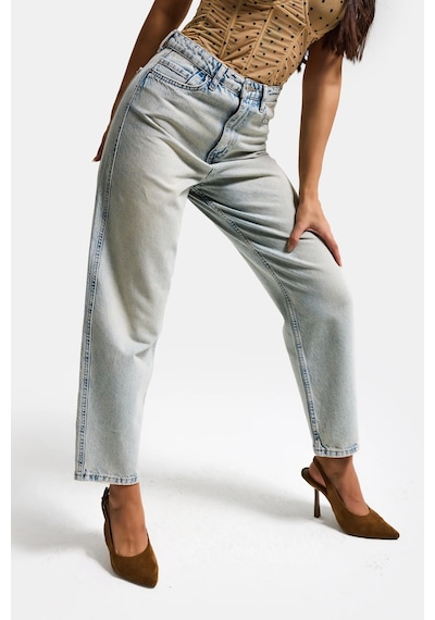 it's basic Kadın Kot Rengi 4s6-75 Relax Fit %100 Koton Denim Jean Mavi