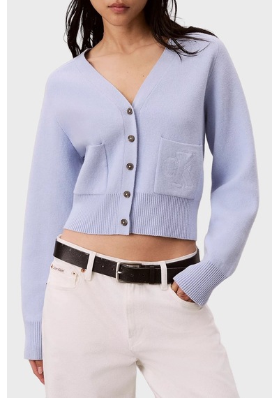 Calvin Klein Yün Karışımlı V Yaka Düğmeli Kadın Hırka Lv044h327g Mavi